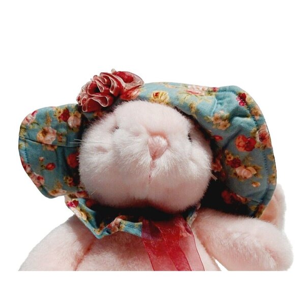 Plush Creations Pink Bunny Rabbit Floral Hat Stuffed Animal 1998 Easter 8" - Picture 4 of 9